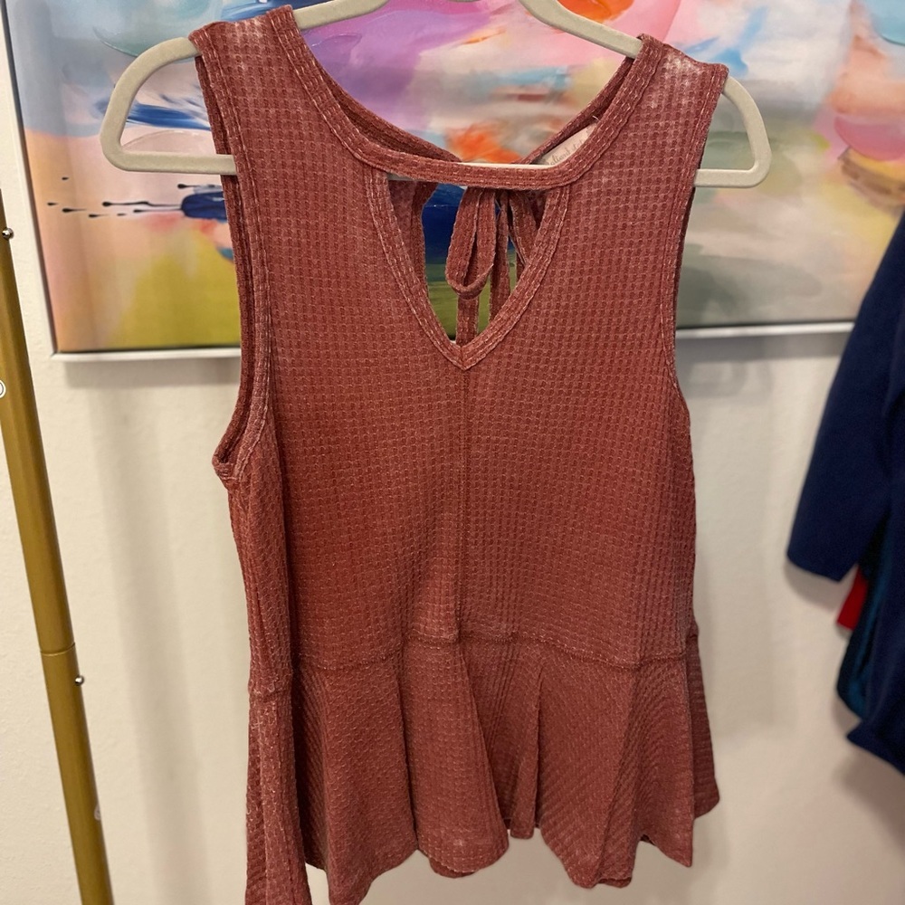 Altar'd State Rust Waffle Knit Tank Top medium boho cottagecore hippie babydoll - Picture 4 of 6